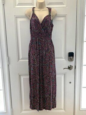 Long Magenta Print Dress by Lascana